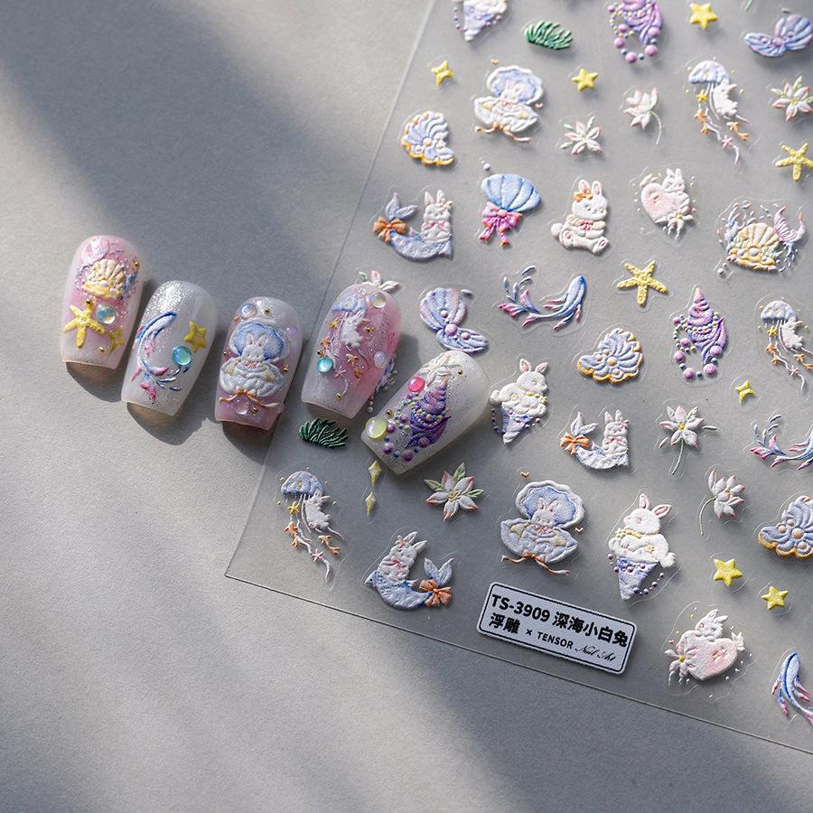 

TENSOR TS-3909 Cute Rabbit Embossed Nail Art Stickers