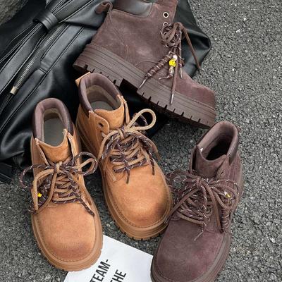 Otoño 2025 nuevas botas Martin de plataforma de cuero con elevación estilo británico con cordones cabeza grande retro geniales zapatos de trabajo