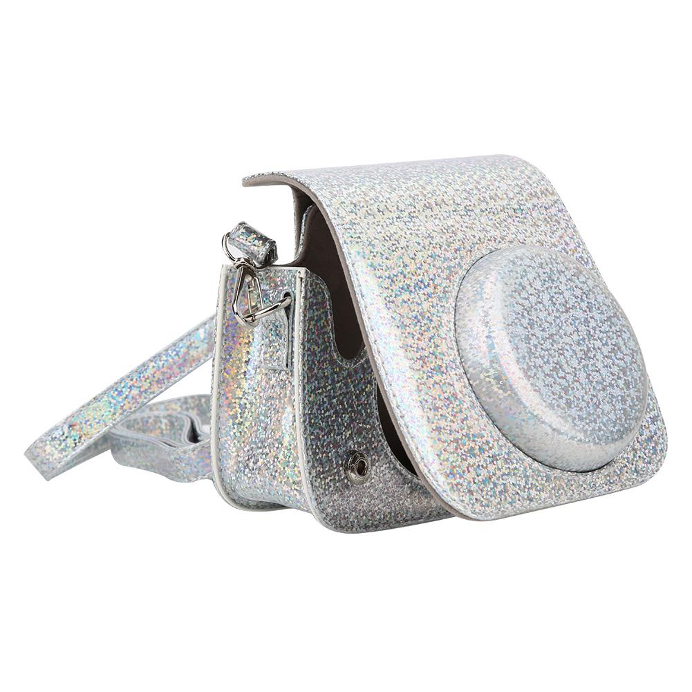 Sparkling Color Vintage PU Lther Camera Portable Bag Case  ive Pouch Cover with Shoulder Strap For     8/ 8+/ 9(Sparkling Pink )
