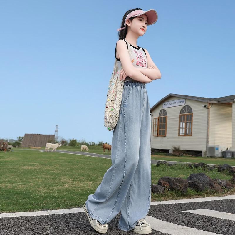 Girls Summer Thin Denim Wide-Leg Jeans 170