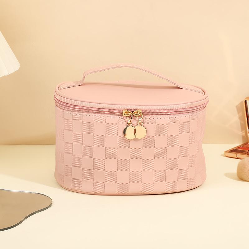 Simple checkerboard cosmetic bag women's high-end sense large-capacity storage bag waterproof portable travel toilet bag