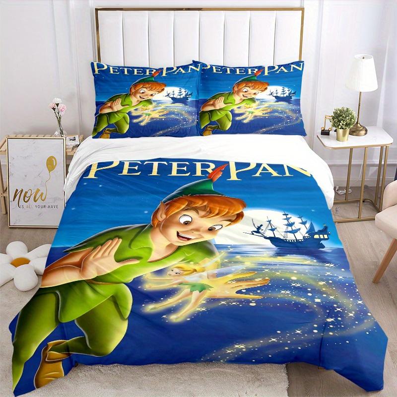 3pcs Peter Pan Tinkerbell Fairy Tale Adventure Pattern Bedding Three-Piece Set (1 Cover + 2 Pillowcases, No Fillings) D055