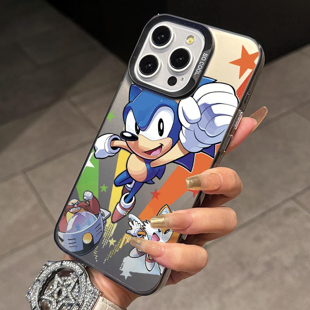 Cartoon Hedgehog S-Sonics Phone Case for Samsung Galaxy S26 S25 Edge S24 S23 S22 S21 FE S20 Ultra Plus 5G Colorful Silver Cover