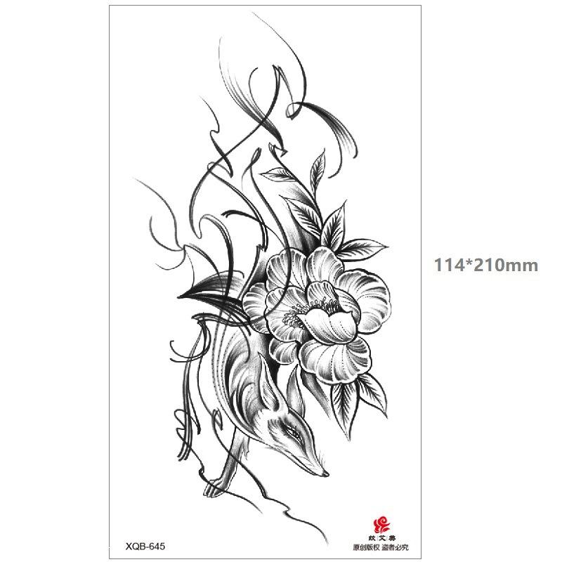 

Живот длинная бабочка кружево черный вода переводная временная одноразовая татуировка наклейка набор 114*210MM