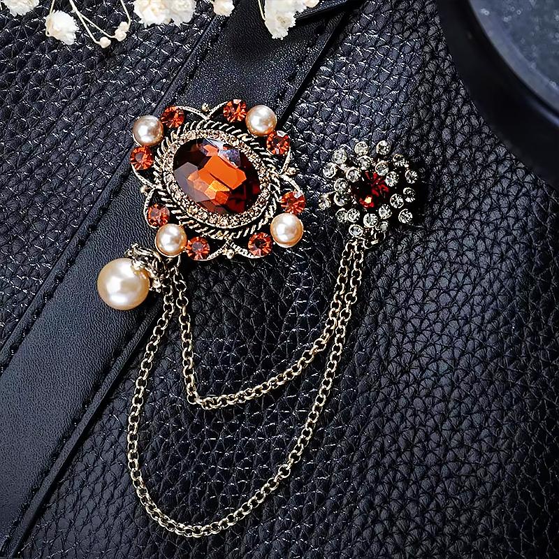 1PC Pin Tassel Brooch Jewelry Fashion Scarf Buckle Chain Brooch Brooch Suit Brooch Clothing Accessories Shining Multicolor