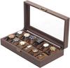 Reodoeer Wood Grain PU Watch Storage Watch Storage Collection Watch Box with Glass Holds 12 Watches Case, Box, Case, Top,