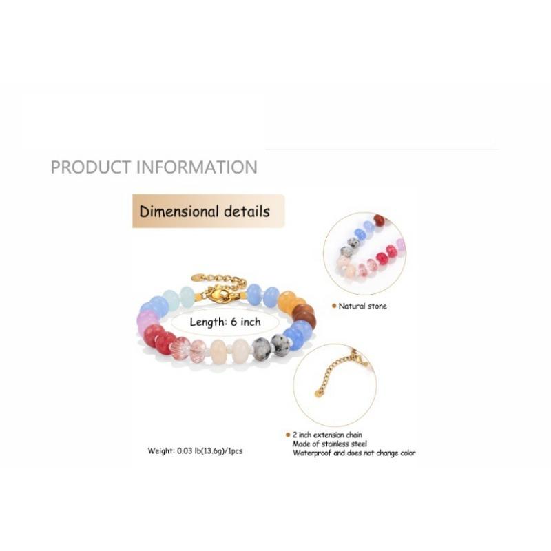 Women Colorful Natural Stone Beaded Bracelet Dopamine Summer Versatile Hand Jewelry