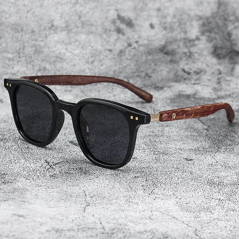 Trendy Wood Grain Sunglasses for Men Women UV Protection Retro Shades Outdoor Cycling Street Photography