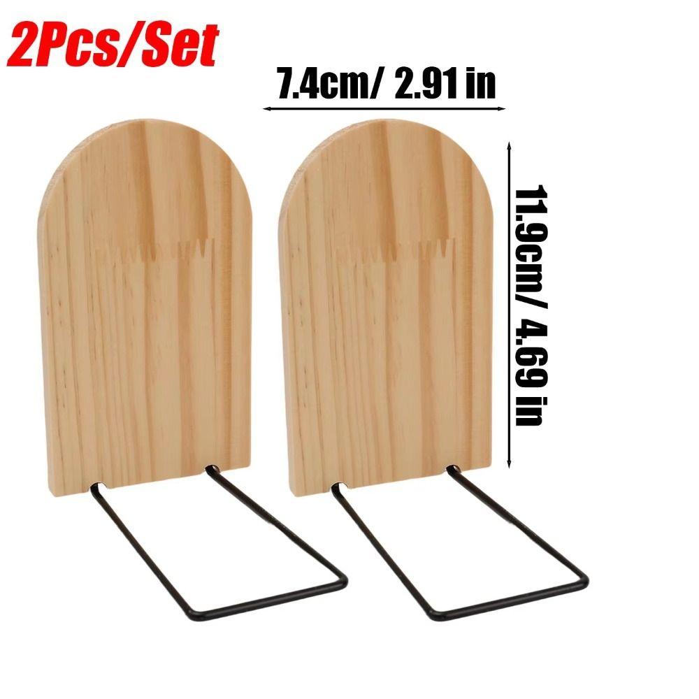2Pcs Bamboo Bookshelf Anti Slip Detachable Bookends Heavy Duty Clip Book Holding Stopper