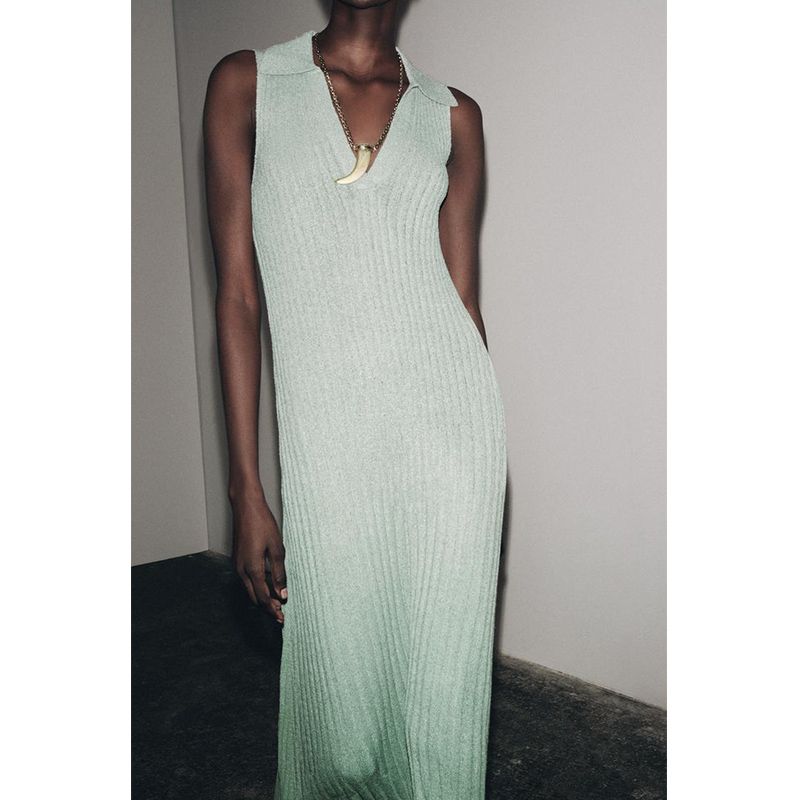 Summer New Product Women's Clothes Seaside Vacation Style Trim Knitting V-neck Sleeveless Long Dress 8779175