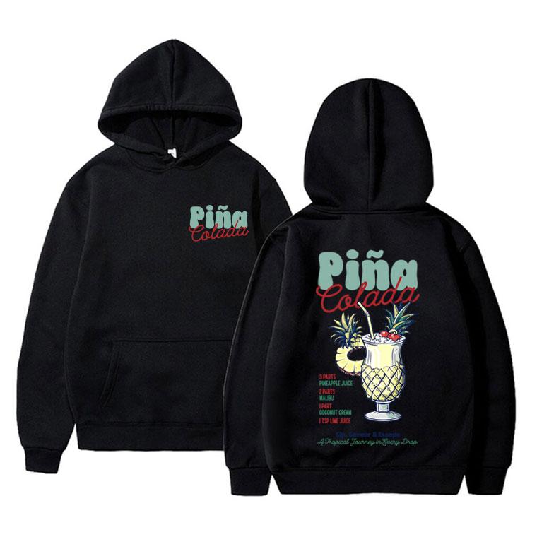 Lustiger Pina Colada Cocktail Doppelseitiger Grafik Hoodie Herren Damen Mode Übergroße Sportbekleidung Herren Freizeit Langarm Kapuzenpullover