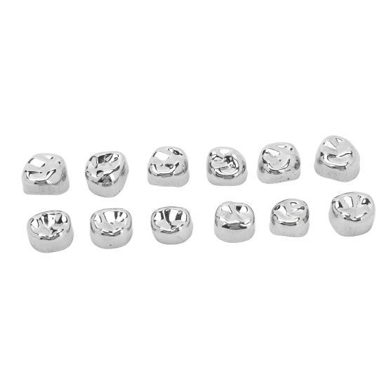 12pcs Dental Metal Crowns Stainless Steel Restore Chewing Function Dental Metal Crowns for Adults