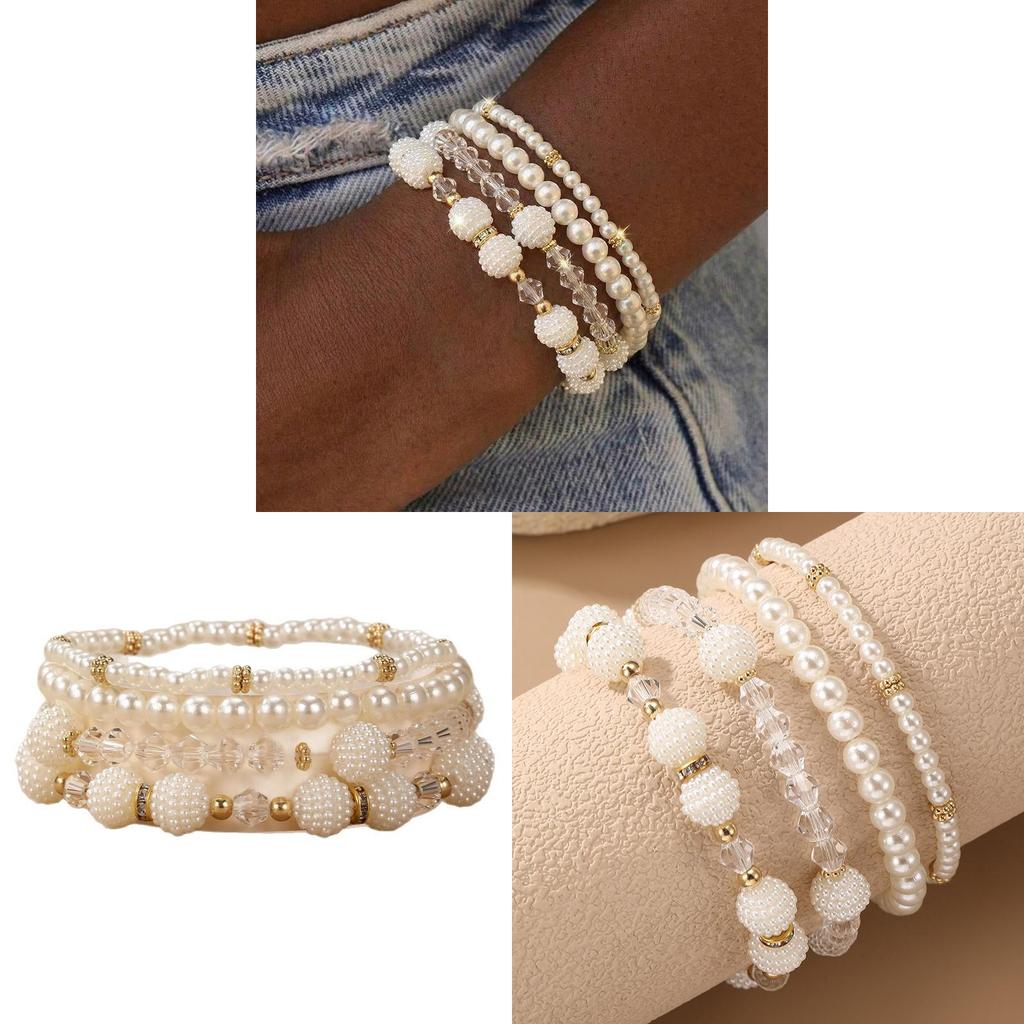 Bohemian Fashion Elegant Pearl Beaded Bracelet Set For Women Gift Jewelry