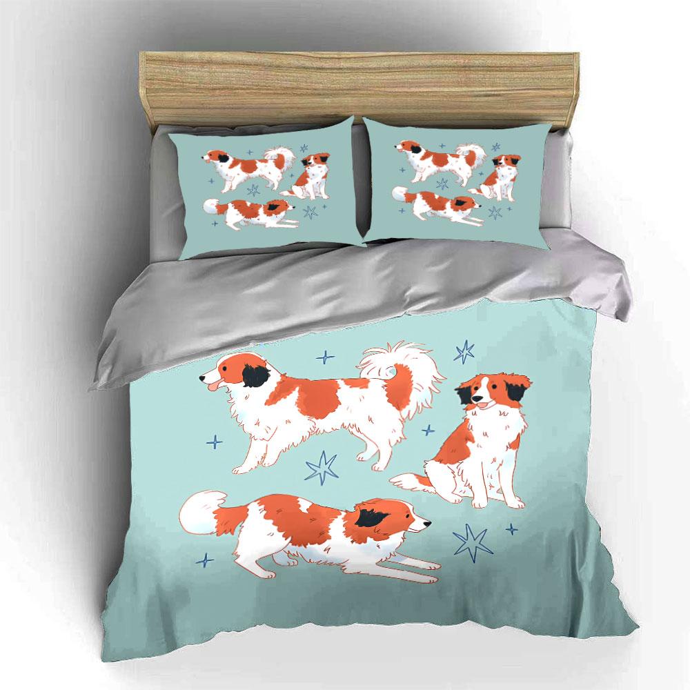 Cute Cartoon Dogs with Stars Bedding Duvet Cover Set Duvet Cover Pillowcases  (1*Duvet Cover 2*Pillowcases, without duvet insert)