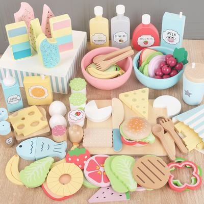 Wooden Simulation Vegetable Salad Breakfast French Fries Toy Fruit Salad Popsicle House American Food Combination Set