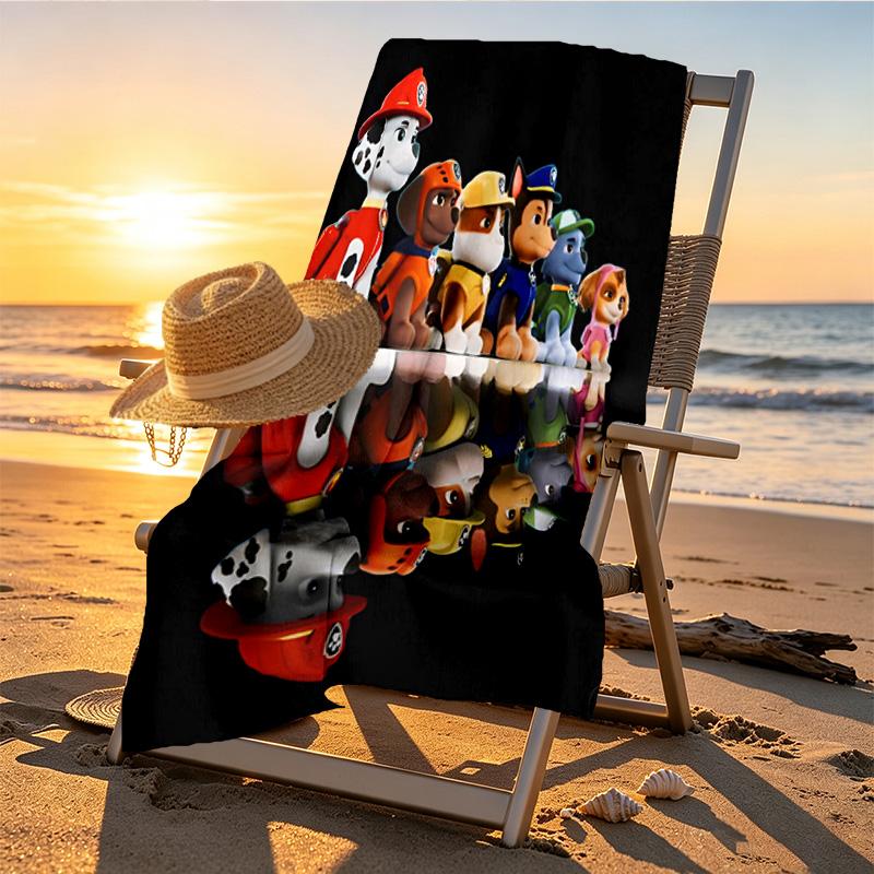 PAW Patrol Print Beach Towel Design, Soft, Lightweight. for Home Bathroom, Spa, Pool, Yoga, Surfing, Camping, Gift for Family, Friend
