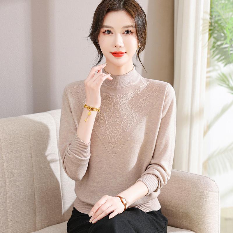 Autumn Thick Knit Lapel Sweater for Middle-Aged Women 50+