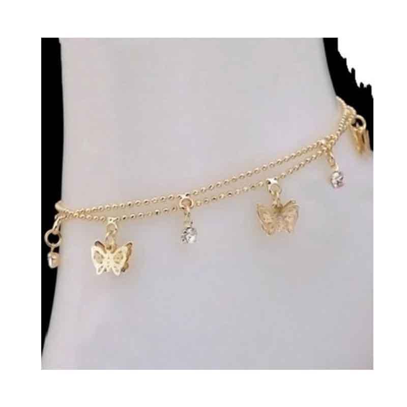 Elegant Womens Gold Plated Butterfly Charm Anklet Bracelet For Beach Outings