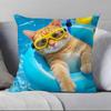 Funny Anime Cat&Dog Pillow Case Anti-dustmite Pillowcase Invisible Zipper Silky Short Plush Sofa Cushion Cover
