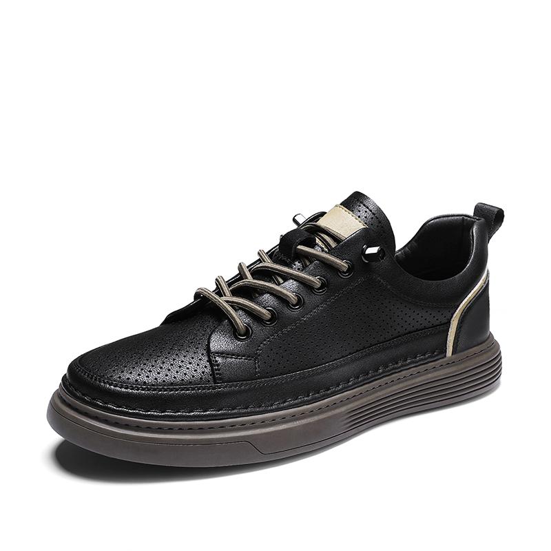 Fashion Men Fashion Designer Vulcanized Shoes 2024 Soft Sole Hollow Out Sports Shoes Genuine Leathe Trend Thick Sole Comfy Casual Shoes