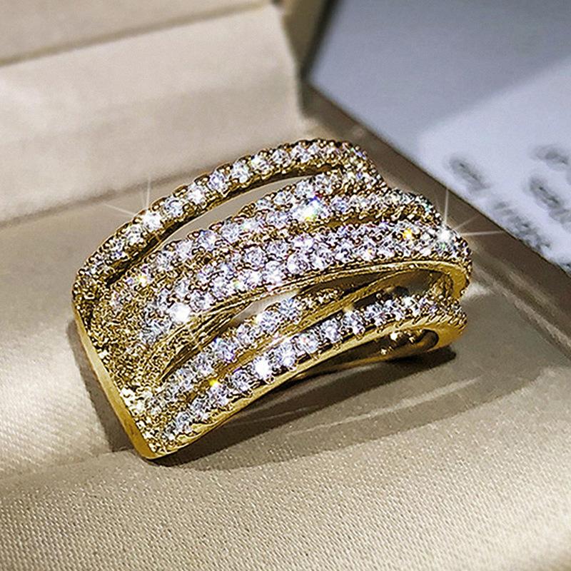Exaggerated Micro-Inlaid Zircon Ring For Women, Personalized Avant-Garde Ring Full Of Diamond Jewelry