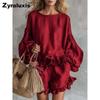 Fashion Loose Lantern Sleeve Top Women's Spring Summer Ruffles Shorts Set