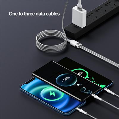 Charging Cord Anti-Interference Plug 3-In-1 Stable Output Fast Multifunctional 6A And Charging Braided Usb Charging Cable