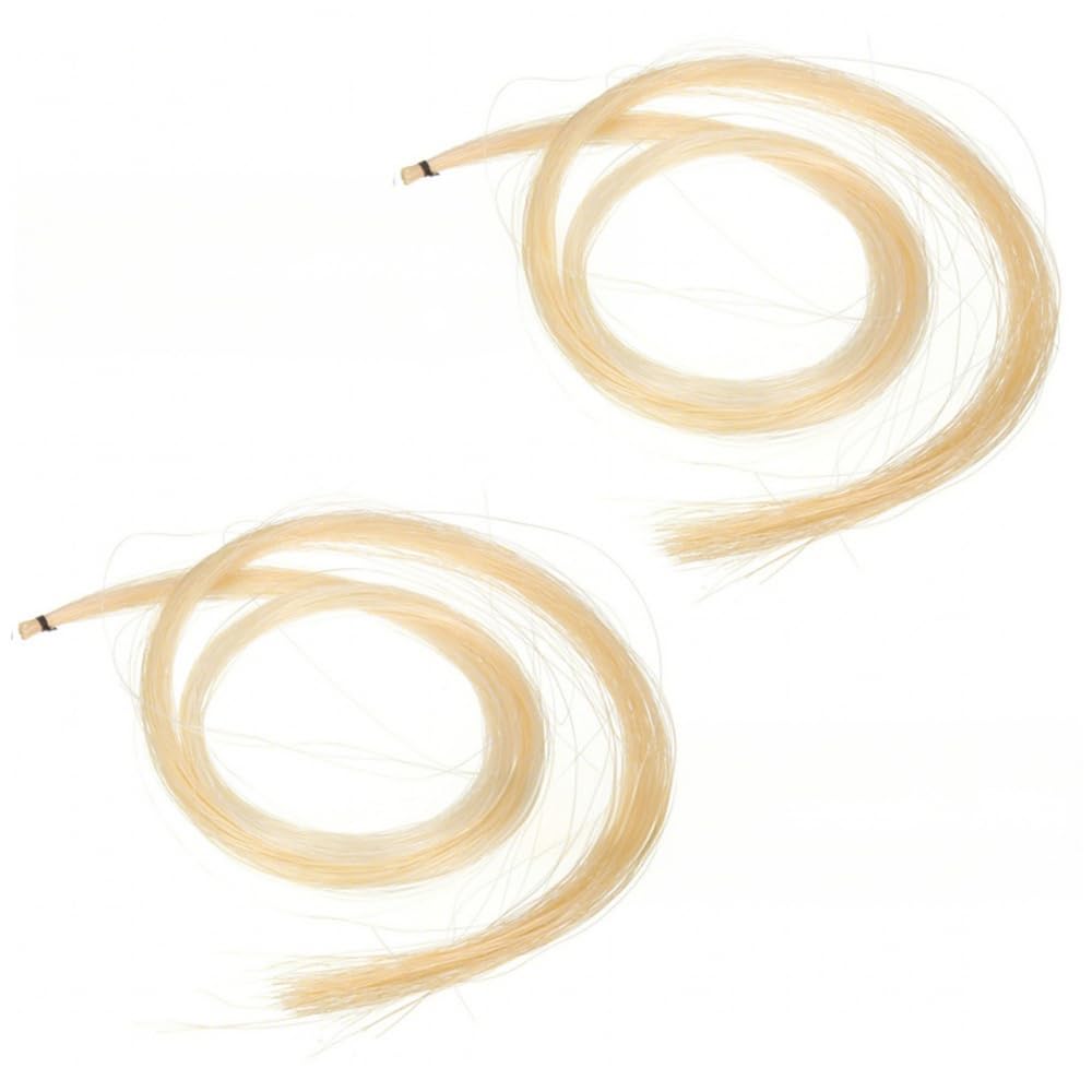 Two Natural White Horsehair Violin Bows, Spare Parts for Violin Bows and Stringed Instruments (Style)