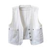 Women's Simple Casual White Denim Sleeveless Vest Jacket for Spring/Summer