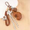 Yogodlns New Braided Rope Croissant Bag Pendant Bread Shape PU Leather Mobile Phone Lanyard Bag Decoration
