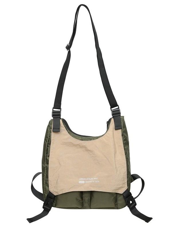 Mountain Theme Lightweight Nylon Crossbody Bag With Zipper Closure For Casual Use