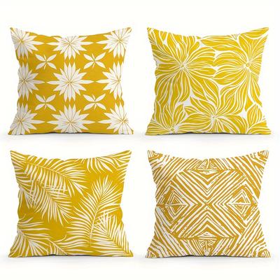 Home Decor Yellow Floral Geometric Patterned Pillow Covers Pattern Cushion Cover Suitable for Sofa Bedroom Car Pillow Cover
