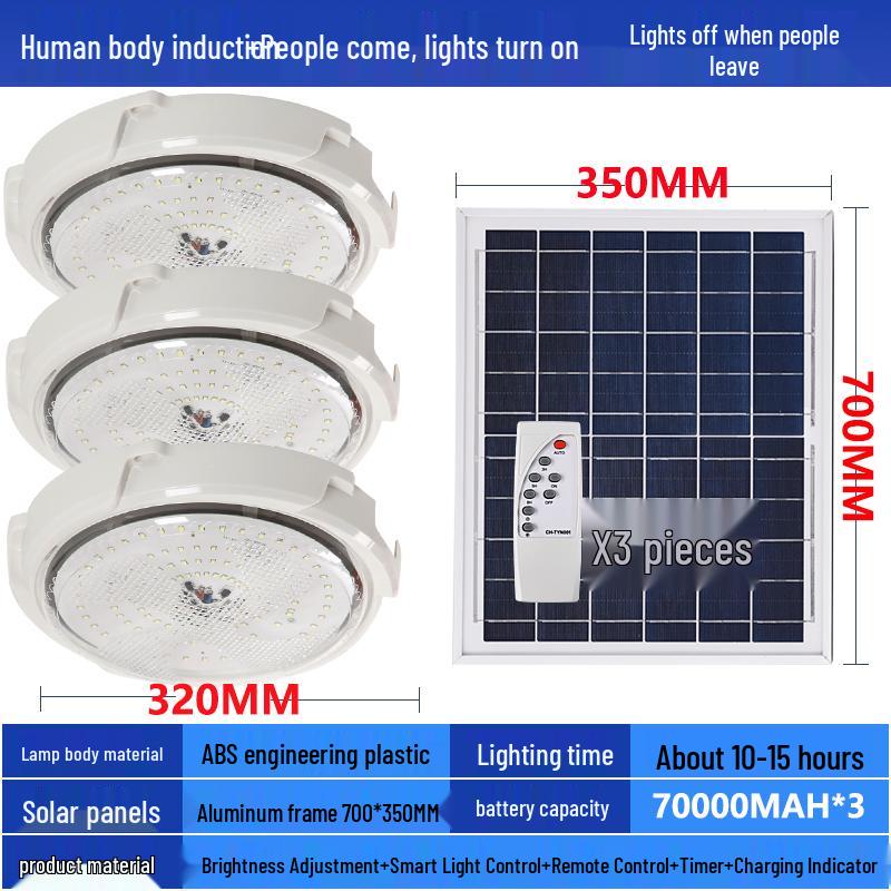 LED Solar Ceiling Light for Bedrooms, Living Rooms, Indoor and Courtyard Spaces - One-to-Two/Three/Four/Five/Seven Light Options
