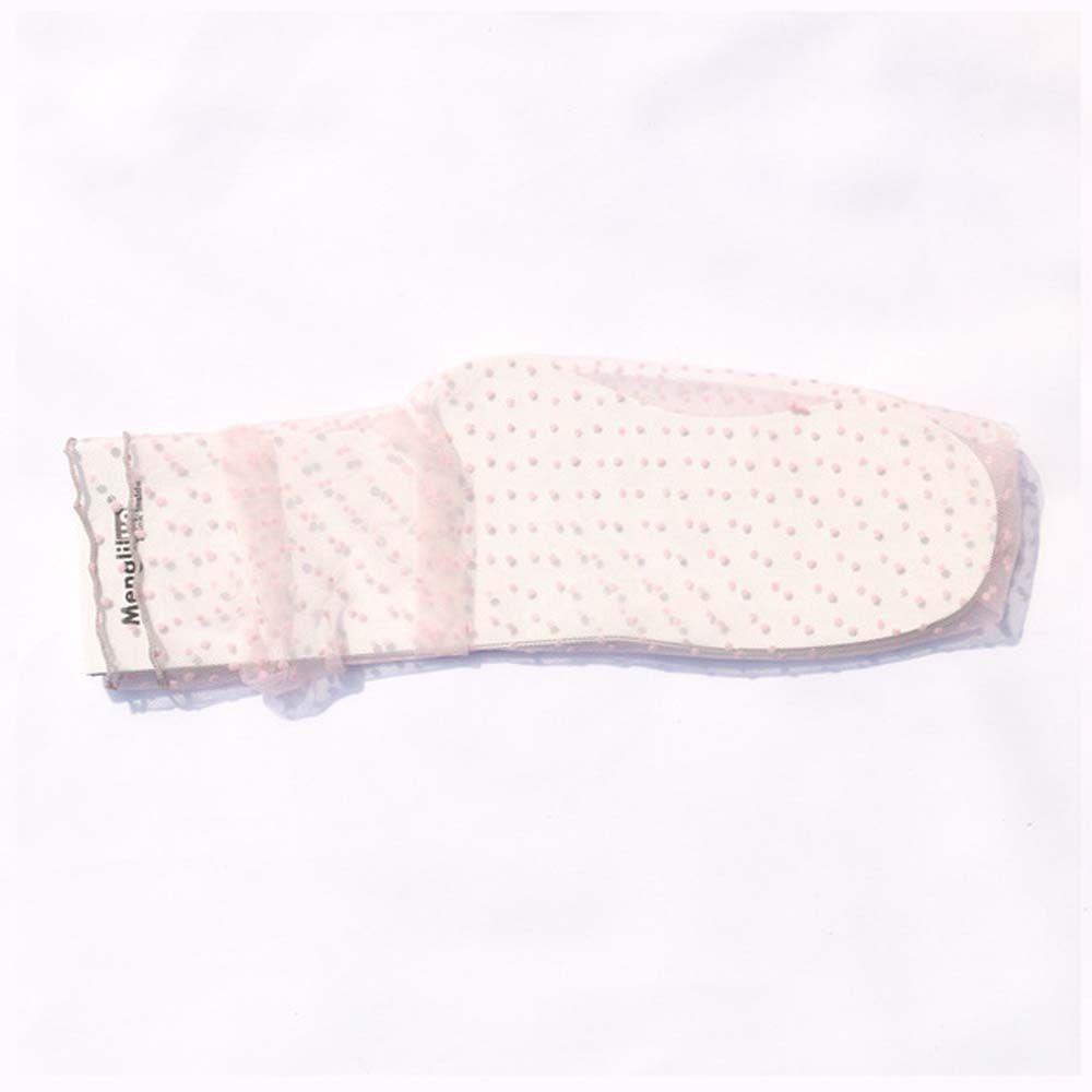 Women Chiffon Dot Female Glass Stockings Dress Socks Nylon Tulle Socks One Size розовый