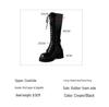 Women's White Lace-Up High-Heeled Martin Boots - British Style, Round-Toe, Thick-Soled, Side-Zip Knight Boots