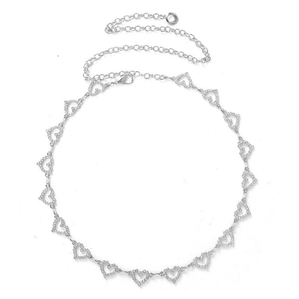 

Tassel Body Jewelry Rhinestone Bikini Belly Chain Adjustable Heart Waist Chain Jeans серебряный