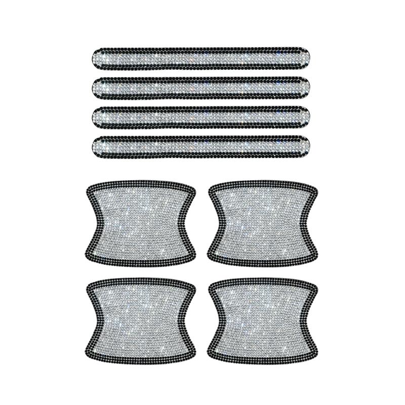 8PCS Universal Car Door Handle Sticker Decal Warning Diamond Auto Strip Driving Safety Bling Car Accessories for Girls Wholesale