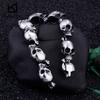 Punk Stainless Steel Lots of Skull Charm Bracelet for Men 20.5cm Metal Biker Party Jewelry Chunky Gothic Accessory