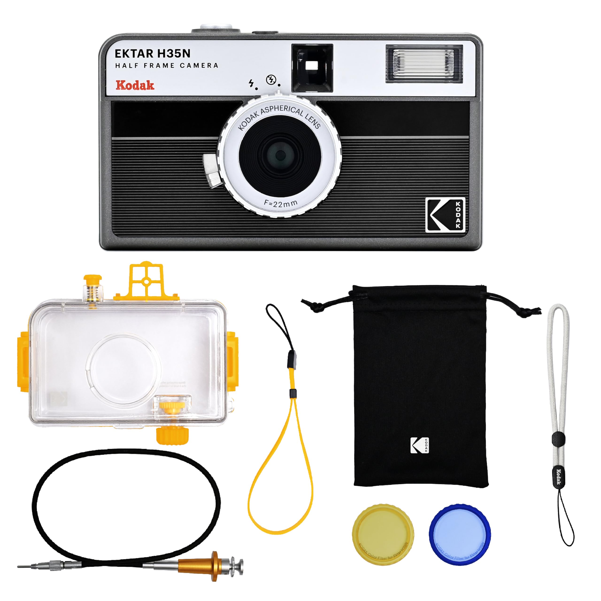 

KODAK EKTAR H35N Film Focus Bulb Star Coated Improved Lens Striped Half-Frame Camera, 35 мм, Багаторазове використання, Безкоштовно, Функція, Вбудований фільтр, (Преміальний комплект,