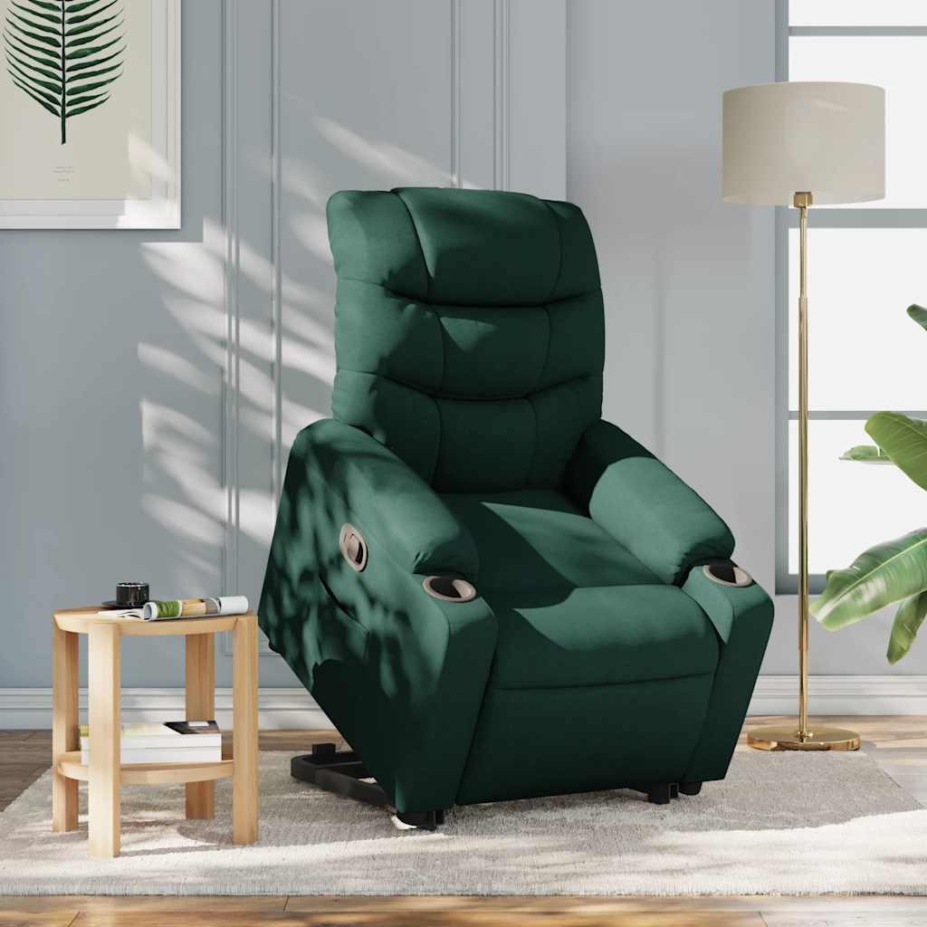 Recliner Chair with Rising Aid Dark Green Fabric