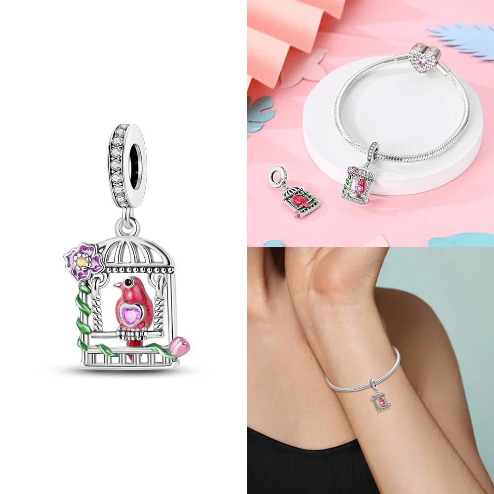 Originalcopper Charms Purple Butterflies Sunflowers Blue-Winged Insects Beads Fit Bracelet Women Diy Gift Accessories