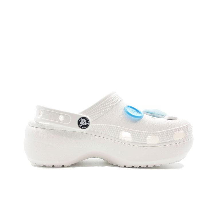 Crocs Classic Platform Lined Clog Underwater World Cute Campus EVA Comfortable, Fashionable and Versatile Hole Shoes Unisex White