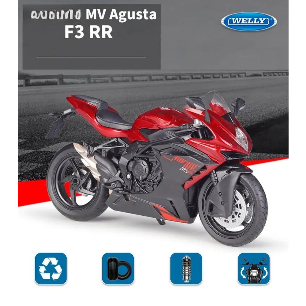 WELLY 1/12 MV Agusta F3 RR Alloy Race Motorcycle Model Diecast Metal Street Motorcycle Model Simulation Collection Kids Toy Gift