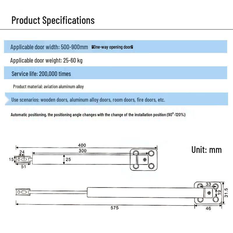 Automatic Pneumatic Door Closer with Buffer