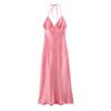 TAOP&ZA Women's Silk Satin Halter Dress, Elegant & Sexy Spring/Summer Style