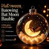 Halloween Hanging Ornaments Ball Ornament, Clear Sphere Decoration with Black Cat Bat Holiday Scene Window Pendants Skeleton, Festive Bauble for Home