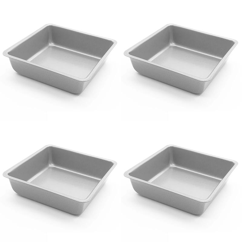 

4/6Pcs Square Mini Cake Mold Nonstick Bread Pizza Baking Tray 4 Inch Carbon Steel Cake Pan Baking Dish Mold Bakeware For Kitchen
