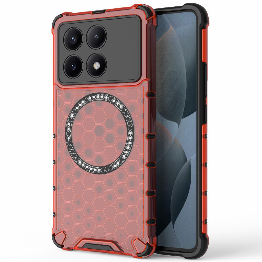 For Xiaomi Redmi K70E 5G/Poco X6 Pro 5G Magnetic Phone Case Honeycomb TPU+PC Back Cover