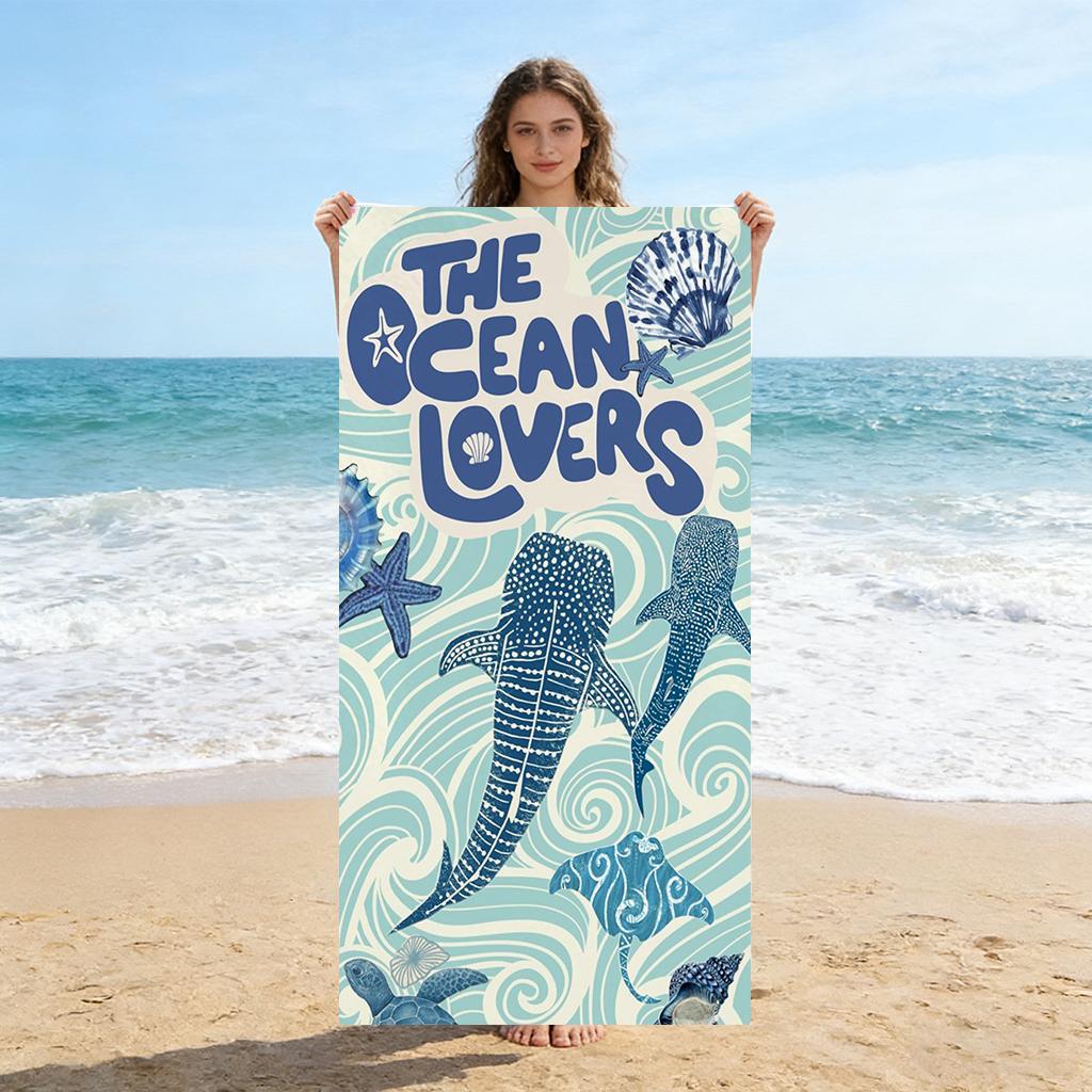 

1PC The Ocean Lovers Beach Towel Quick-drying Towel Suitable for Seaside Pool Camping Vacation Yoga For Family Friends Children W30*H60(CM)