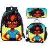 Classic Popular Funny African Girl 3D Printed 3pcs/Set Pupil School Bags Laptop Daypack Backpack Lunch Bag Pencil Case